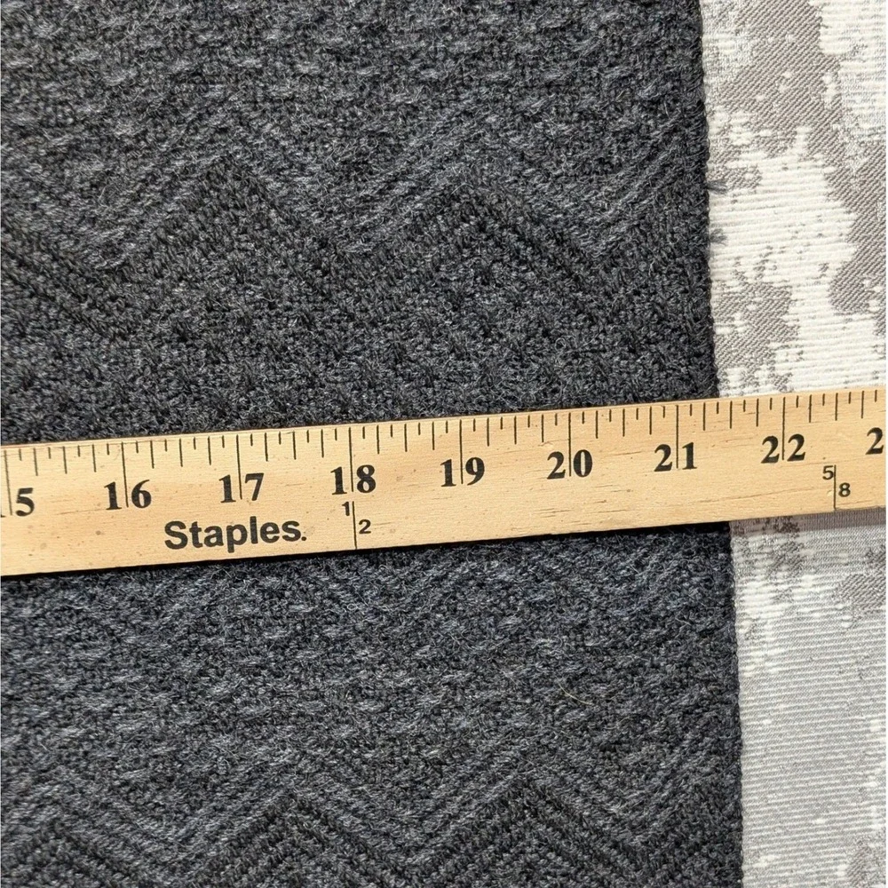 Figueroa Alpaca Charcoal Grey Chevron Textured Fringe‎ Shawl Wrap Made in Peru